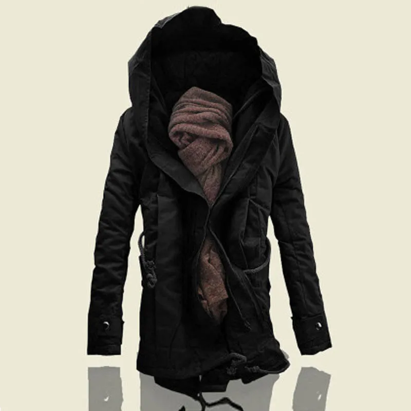

High street style cotton jacket men 2020 winter new thickened loose mid-length hooded jacket MY02-P90