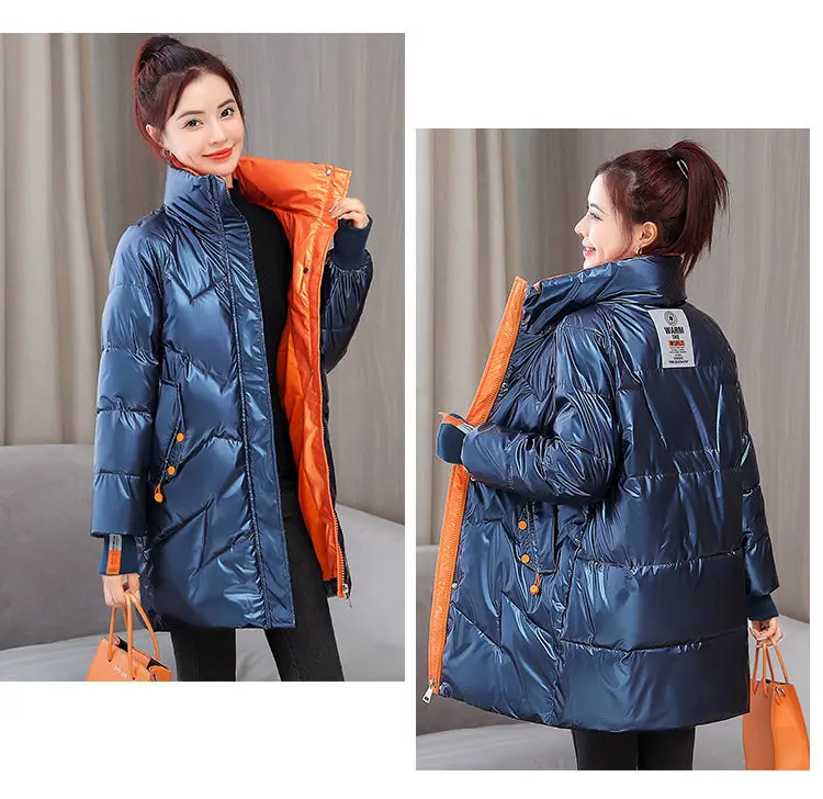 Winter Jacket Women 2021 New Glossy Down Cotton Coat Winter Warm Down Jacket Parkas Thick Warm Cotton-Padded Coat Outwear Female Winter Jacket Women 2021 New Glossy Down Cotton Coat Winter Warm Down Jacket Parkas Thick Warm Cotton-Padded Coat Outwear Female