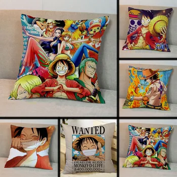 

mling 1pcs 45x45cm One Piece Lufei Sauron Decorative Pillow Peach Skin Sofa Cushion Waist Pillow Cover Decorative Cushion Cover