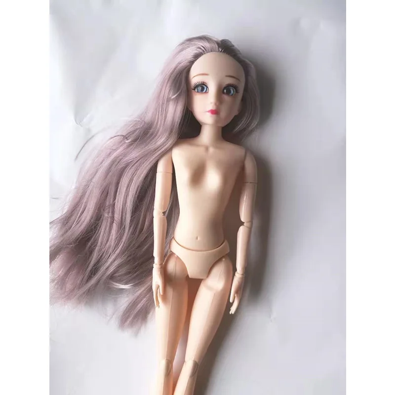 1/6 30 см BJD куклы 3D глаза 20 суставов подвижное обнаженное тело DIY прямые золотисто-коричневые волосы женские Figma тело кукла игрушка Подарки - Цвет: Gray Blue Eye