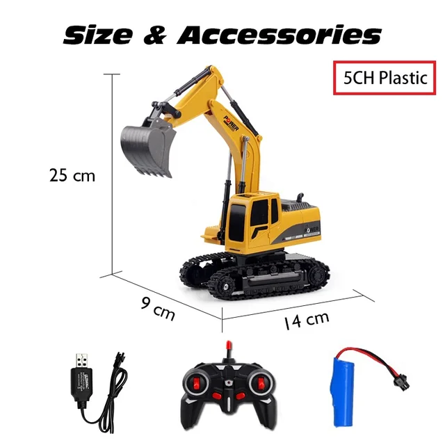 Sinovan RC Car 1:24 Excavator Toy RC Truck with Lights Engineering Car Alloy Plastic Traktor for Kids Gift Chargeable RC Cars
