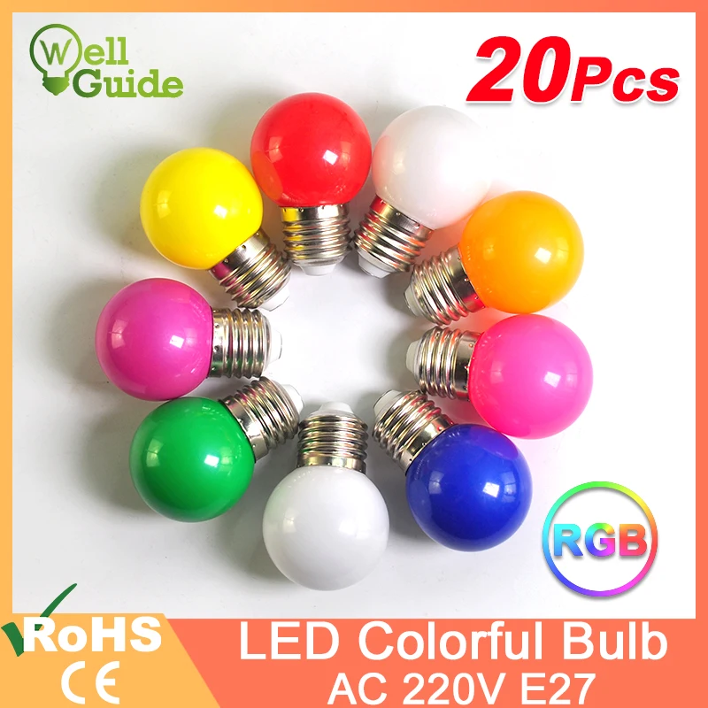 20 шт. Светодиодная лампа E27 светодиодная цветные круглые светильник почки RGB SMD 2835
