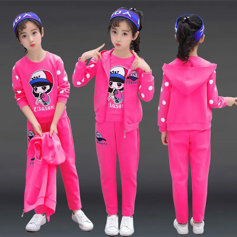 Fashion Girls Clothes Sets Autumn Winter Vest + Coat + Pants 3PCS Baby Kids Tracksuit Children&rsquo;s Clothing Teen 5 6 8 10 12 years kids clothing set girls clothing set