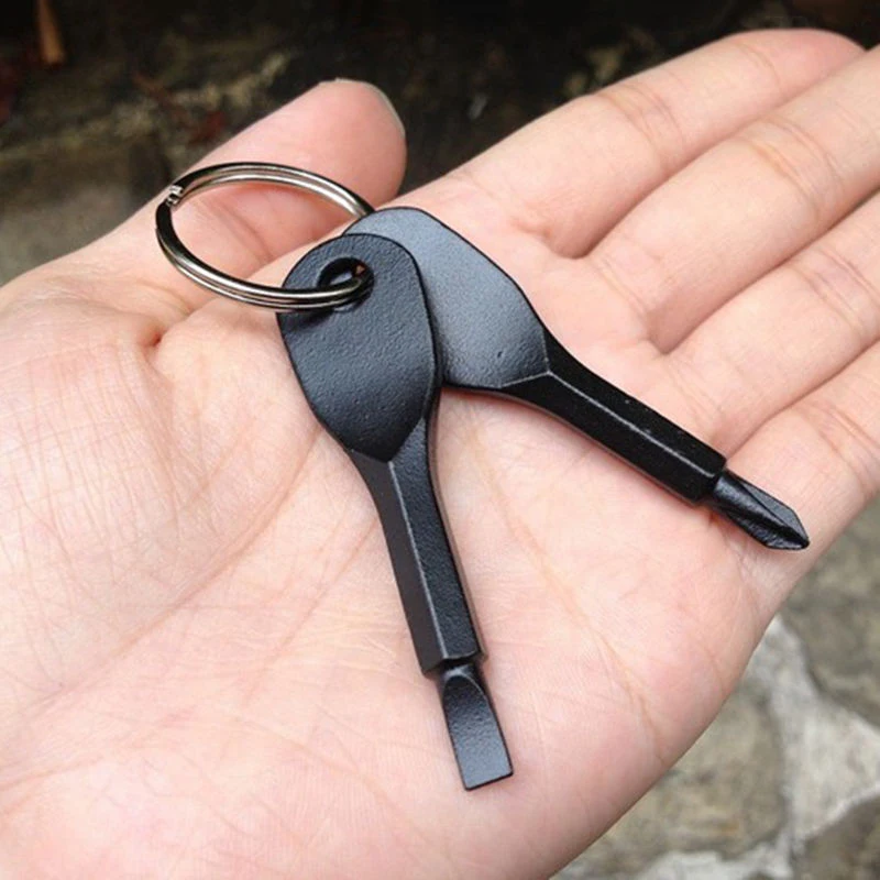 Multi-purpose Pocket Tool EDC Screwdriver Set With Key Ring Keychain Stainless Steel Portable For Emergency Bike Repair Tools