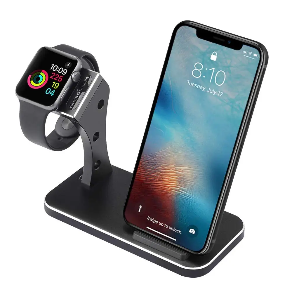 

Aluminum wireless charger and iWatch bracket, 2-in-1 charging dock for iPhone and Apple Watch