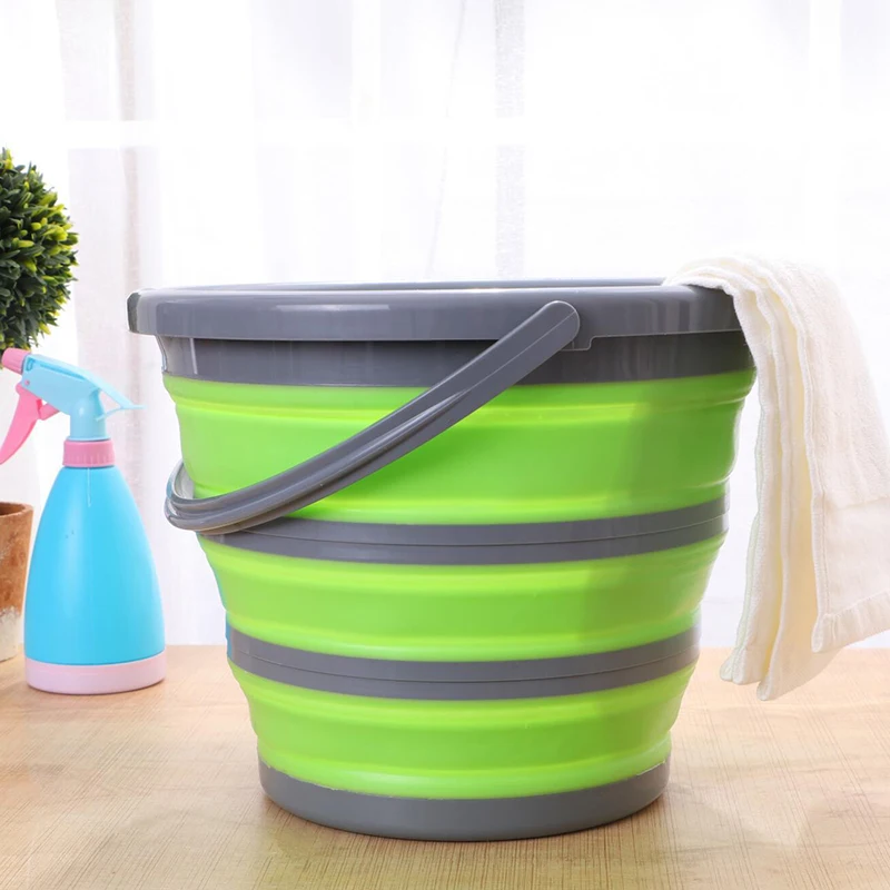 

Silicone Bucket Folding Bucket Car Wash Outdoor Fishing Supplies for Fishing Promotion Round 10L Bathroom Kitchen Camp Bucket
