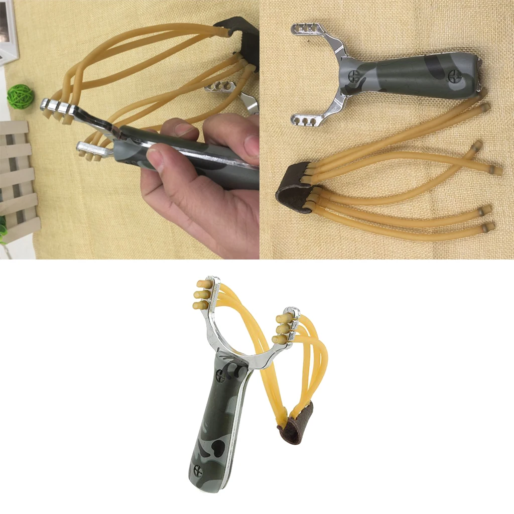 2pc Outdoor Slingshot Wooden Handle High Velocity Game Playing Tools Camo