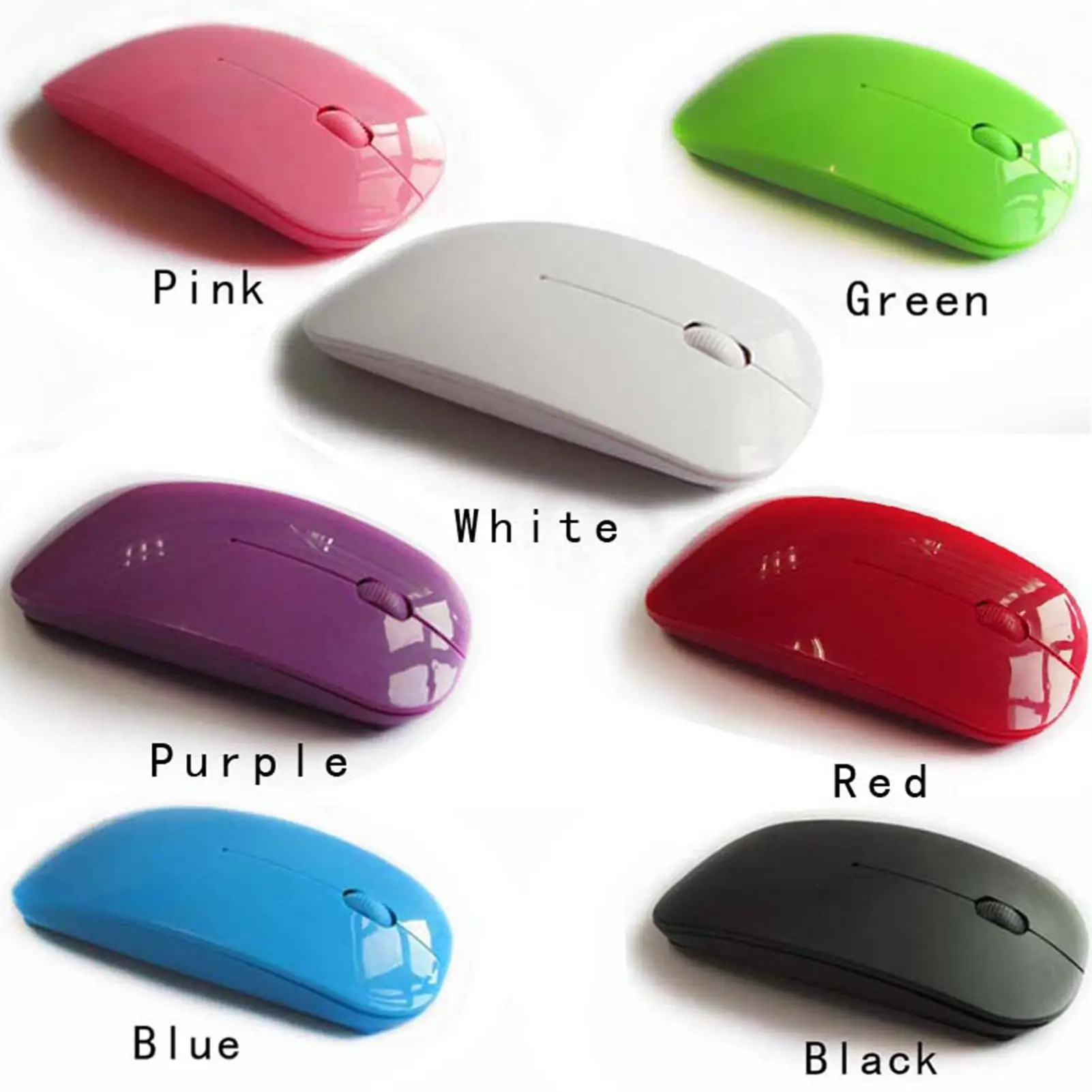 Ratón óptico inalámbrico USB ultradelgado, receptor de 2,4G, delgado, para ordenador, PC y portátil