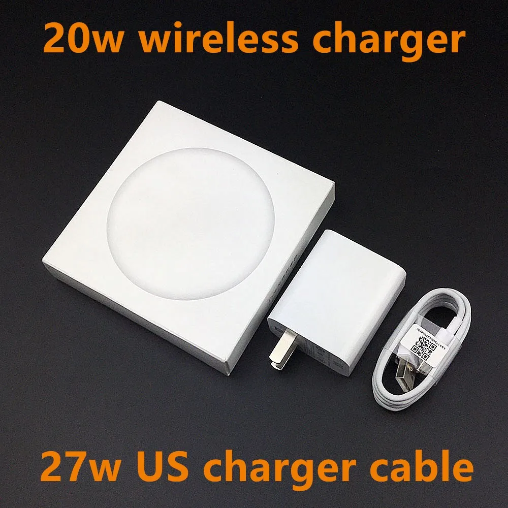 with 27w US set Оригинальное Беспроводное зарядное устройство Xiaomi QI 20 Вт максимум 15 в настенный адаптер для зарядки Xiaomi Mi9 MiX 2S Mix 3 qi EPP10W для iPhone XS XR XS Max - Цвет: with 27w US set