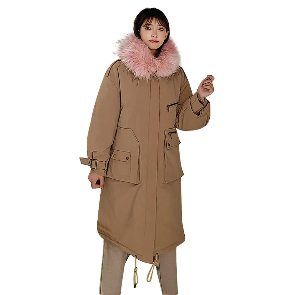 Зимняя куртка для женщин, теплое однотонное плотное пальто с капюшоном, Manteau Femme Winterjas Dames Parka Abrigos Mujer Invierno Kurtka Zimowa damsk - Цвет: Хаки