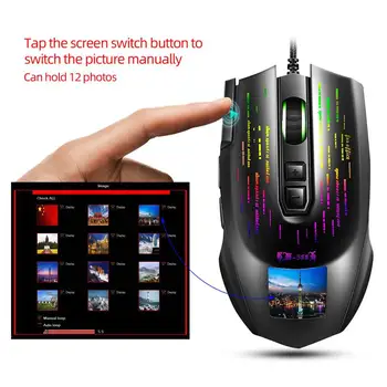 

New J500 USB Wired Gaming Mouse RGB Gaming Mouse with Display Screen Six Adjustable DPI for Desktop Laptop