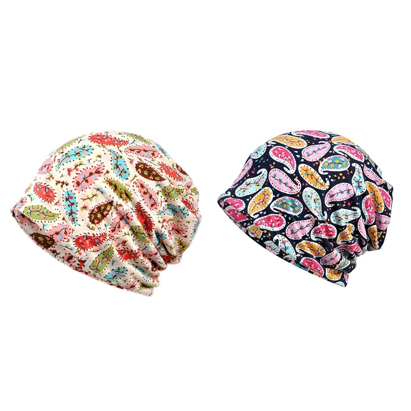 outdoor Running Cap Scarf Floral Cashew Printed Sunshade Breathable Elastic Cotton Hat Travel Headwear