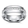 Tigrade 8mm Mens Tungsten Wedding Bands with Cubic Zirconia Trendy Eternity Ring Unisex CZ Inlaid High Polish Size 7-13 2