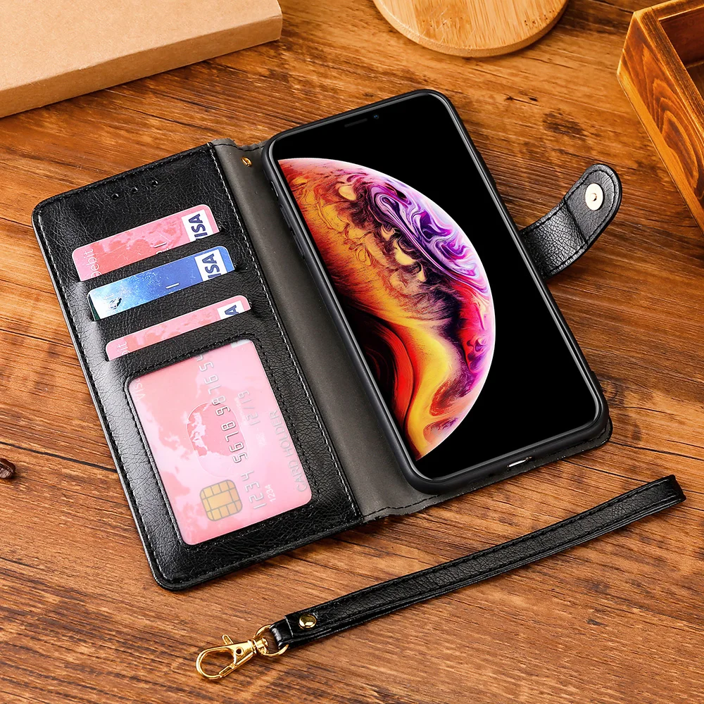  Zipper Cover Leather Wallet Case For Oneplus 3 5 5T 6 6T 7 pro 7T Pro Silicon Flip Cover Stand Capa