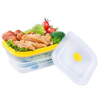 

Rectangular Lunch Box Pure Silicone Lunch Box Folding Outdoor Microwave Lunch Box Storage Storage Box