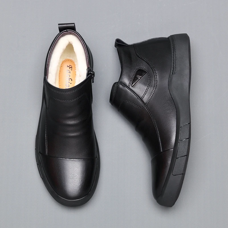 Mens Boots Casual-Shoes Ankle-Footwera Male Winter Warm Wool Fur Hombre