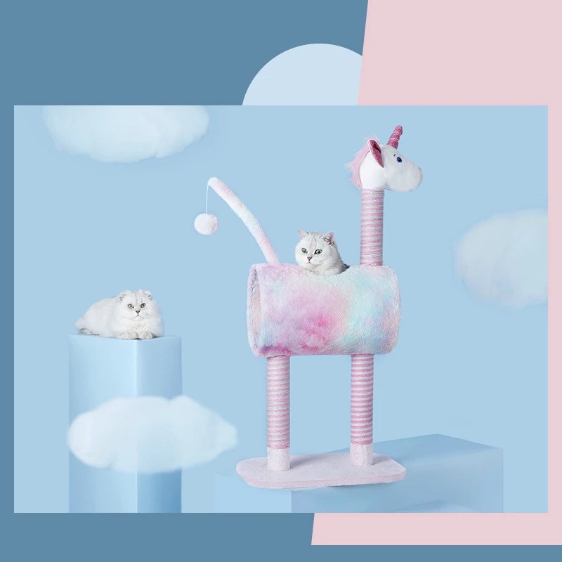 

Unicorn Cat Tree Scratcher Animal Funny Scratching Post Climbing Tree Toy Activity Protecting Furniture Pet House Jumping