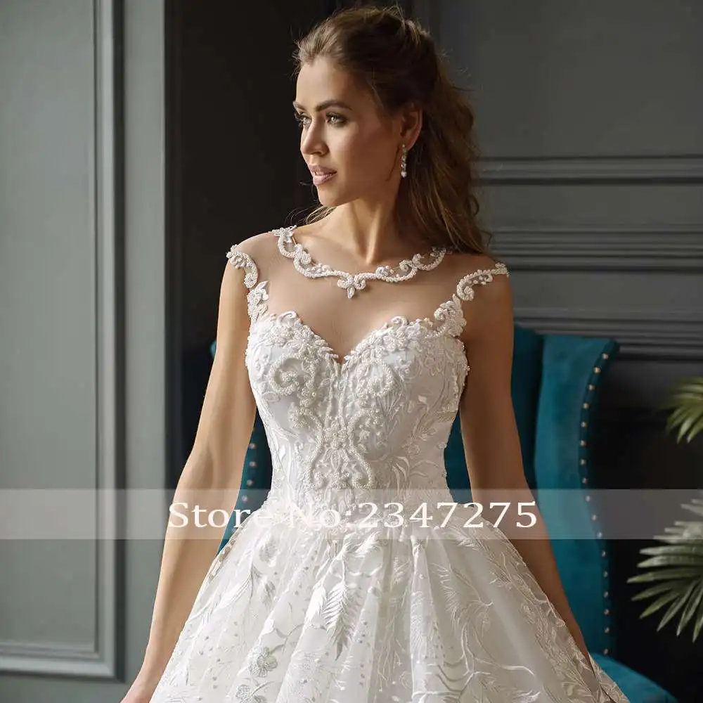Elegant-Scoop-Neck-Lace-Princess-Wedding-Dresses-2020-Luxury-Appliques-Beaded-Court-Train-Vintage-A-Line (2)