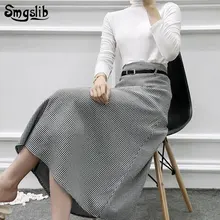 Модная новая весенняя Осенняя юбка миди, винтажная английская Стильная Офисная Женская клетчатая длинная юбка в ломаную клетку