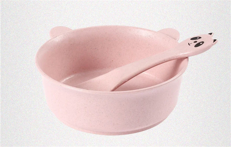 Мультфильм Pa форма пшеничная соломенная чаша ложка набор Детская пищевая добавка тарелка посуда ложка детская миска для еды анти-скальдинг