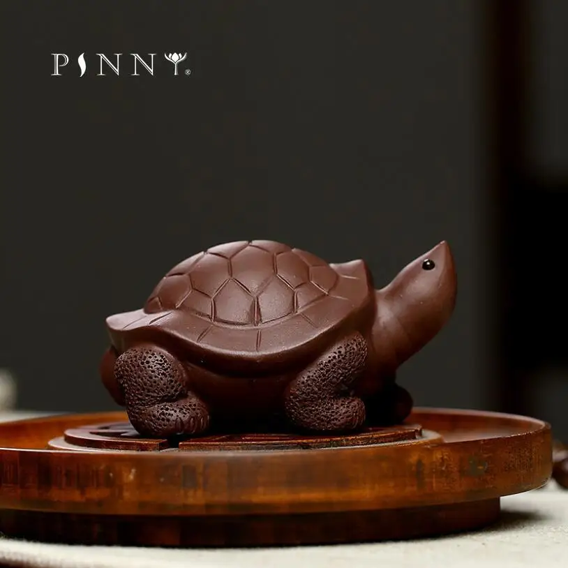 

PINNY Purple Clay Longevity Turtle Tea Pet Ceramics Mascot Estatuas Crafts Decorative Ornament Home Decoration Accessories