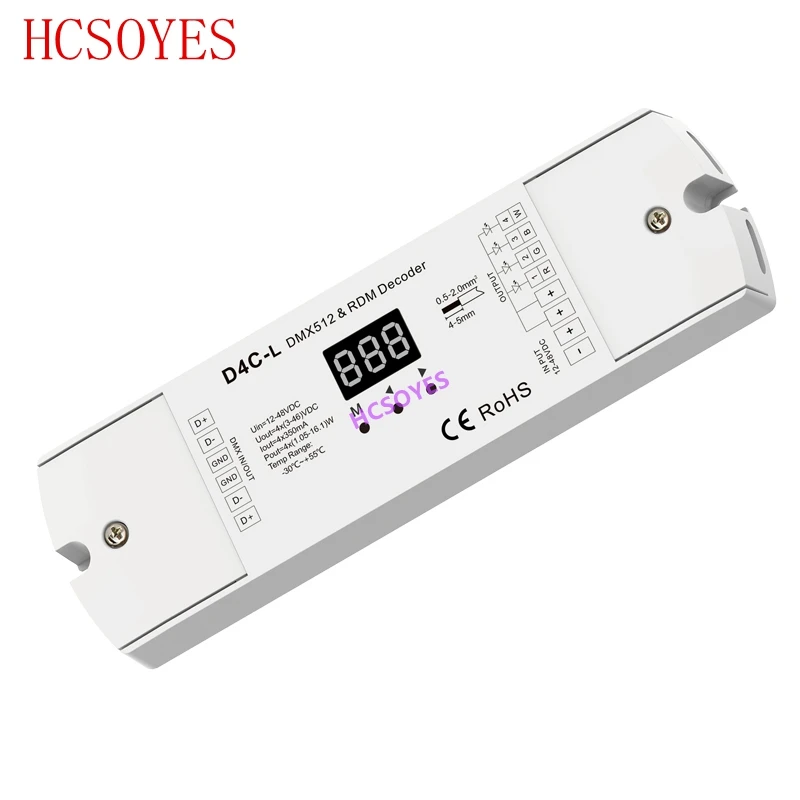 D4C L 4CH CC DMX512 декодер 4 канал ПВМ текущий приемник светодиодный контроллер dmx