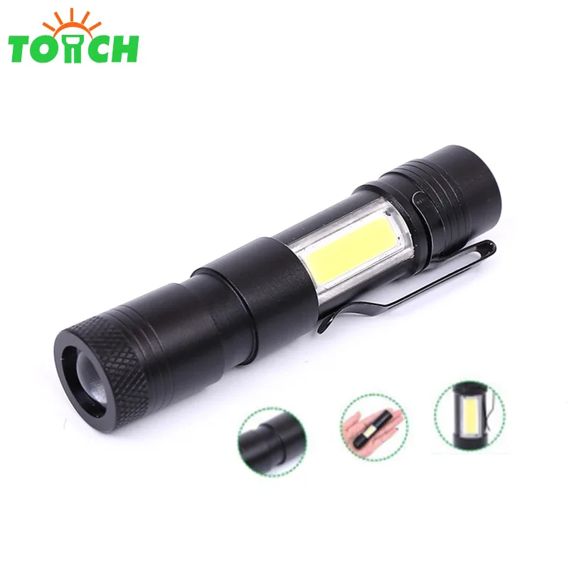 Новый стиль Cree Q5 XPe + Cob Mini Torch Q5 Фонарь на светодиодах Cob ручка фонарика держатель фонарик