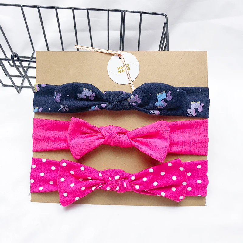 baby accessories clipart 3pcs/lot Dot/stripe/Print Flower Cartoon Bow Elastic Headbands Toddler Turban Hair Band Baby Girl Bows Hair Accessories Baby Accessories discount
