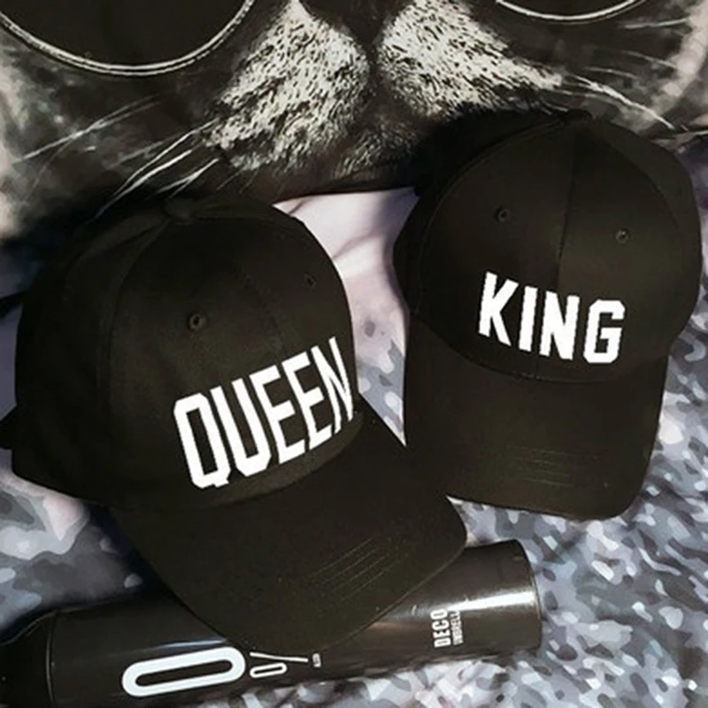Новые кепки KING QUEEN, модные бейсбольные кепки в стиле хип-хоп для пары, парусиновые кепки с буквенным принтом, кепки для влюбленных, бейсболки от солнца для мужчин и женщин