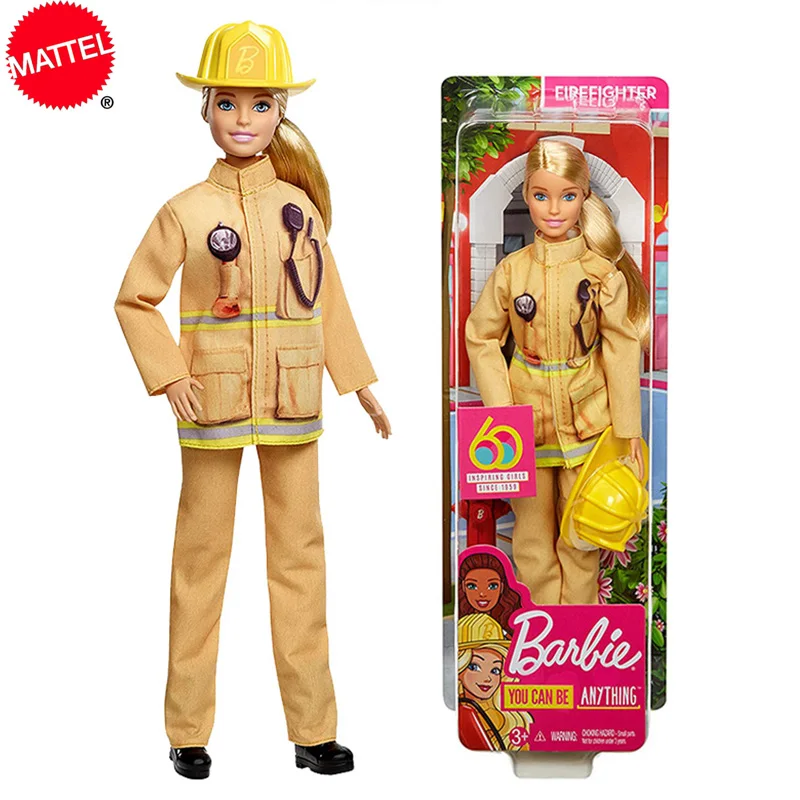 Original Mattel Barbie 60th Anniversary Occupation Firefighter Dolls Limited Collection Accessories Suit Doll Toys For Girls | Игрушки и