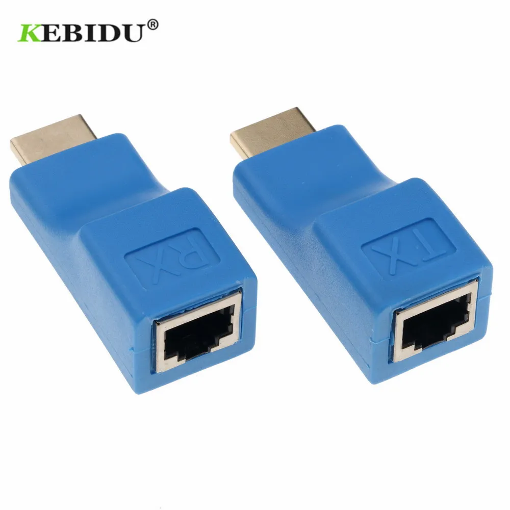 KEBIDU 1pair Network Extender 4K Mini RJ45 Port to 30m HDMI compatible