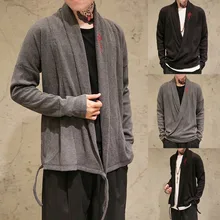 Мужской Стильный вязаный кардиган с вышивкой большого размера, удобная осенне-зимняя куртка для альпинизма, однотонное пальто