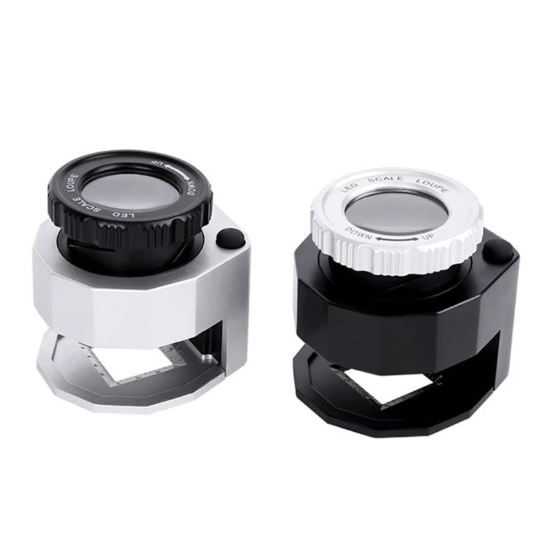 

30X Illuminated Magnifying Glass Jewelers Loupe LED UV Desktop Metal Magnifier