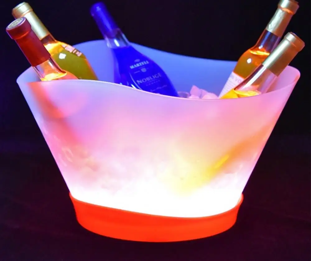 

12L LED Rechargeable Ice Buckets Color Changing Wine whisky Cooler boat shaped Champagne Beer Holder for Bar party Night club