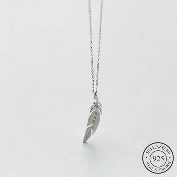 Bohemia Elegant Feather Pendant Necklaces Real 925 Sterling Silver Accessories Fine Jewelry For Women Birthday Party Gift