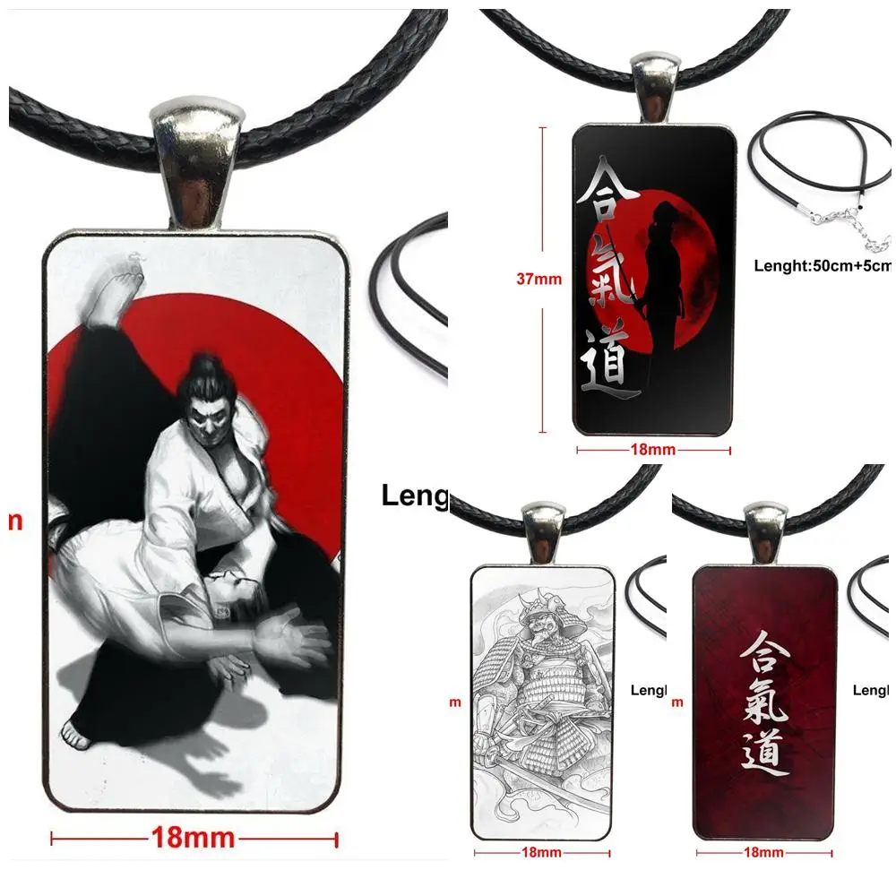 Япония Aikido дзюдо стекло кулон ожерелье ручной работы половина прямоугольное для