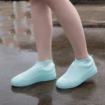 

Silicone Shoe Cover Outdoor Non-slip Waterproof Shoe Cover Thick Rain Boots Solid Color Elastic Pink Yellow Gray Shoe Protection