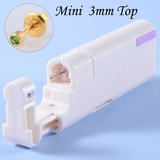 2PCS Ear Nail Gun Disposable Aseptic Household Ear Piercing Gun Portable Ear Piercing Gun Group Sterilized Ear Piercing Unit Pair Gold Peridot