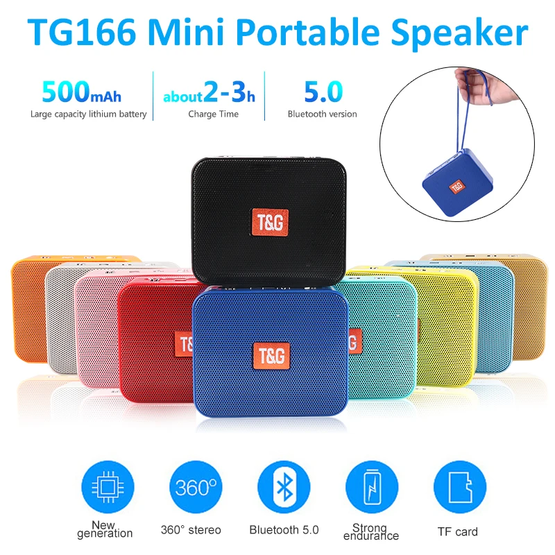 Портативный музыкальный мини динамик TG166 с FM радио Bluetooth динамиком сабвуфером