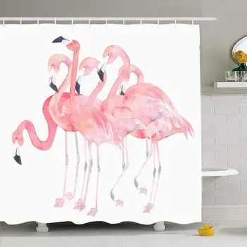 

Shower Curtain for Bathroom 72x78 Pink Tropical Exotic Watercolor Flamingos Animals Wildlife Watercolour Cute Summer Abstract