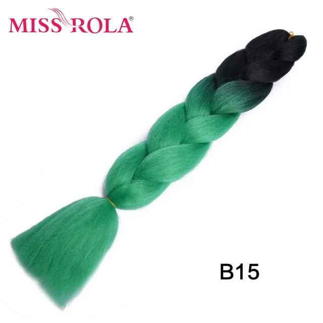 Miss Rola Synthetic Support Wholesale 100g 24 Inch Jumbo BraidsPink Green Yellow High Temperature Fiber Ombre Hair Extensions B15