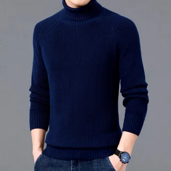 

2020 Men's Turtleneck Sweater Youth Handsome Fashion Autumn and Winter Warm Bottoming Knitted Shirt