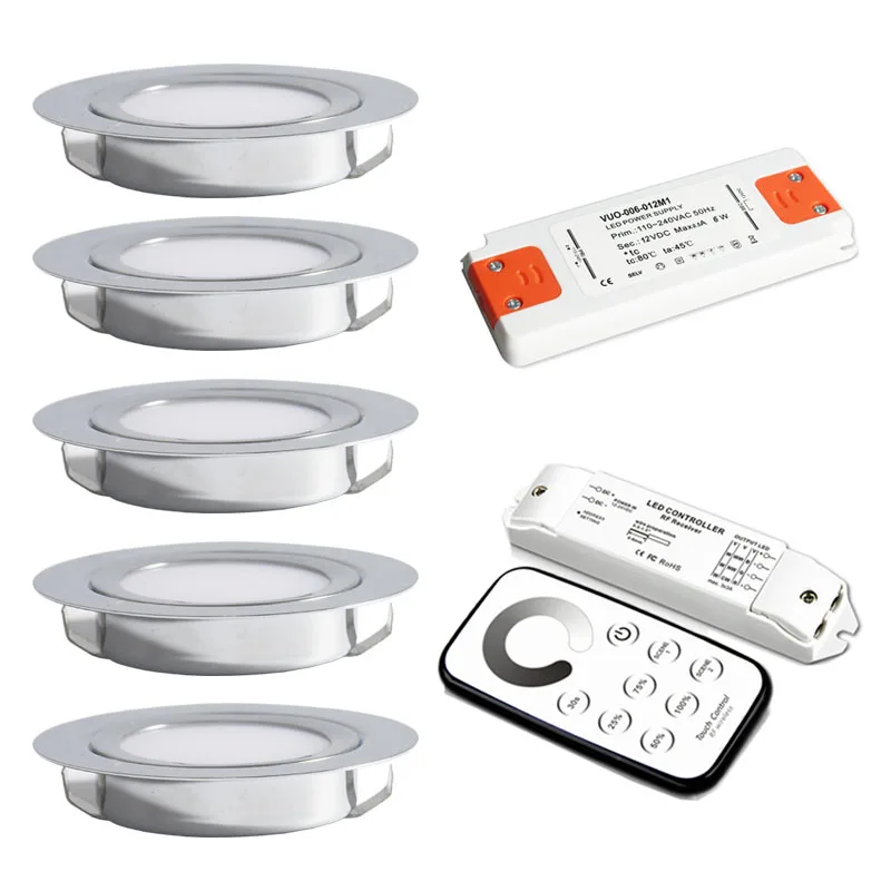 Slim 14mm 3W 12V Mini LED Spotlight Lamp With AC100-240V Transformer + Remote Dimmable Controller Kitchen Ceiling Lighting | Освещение