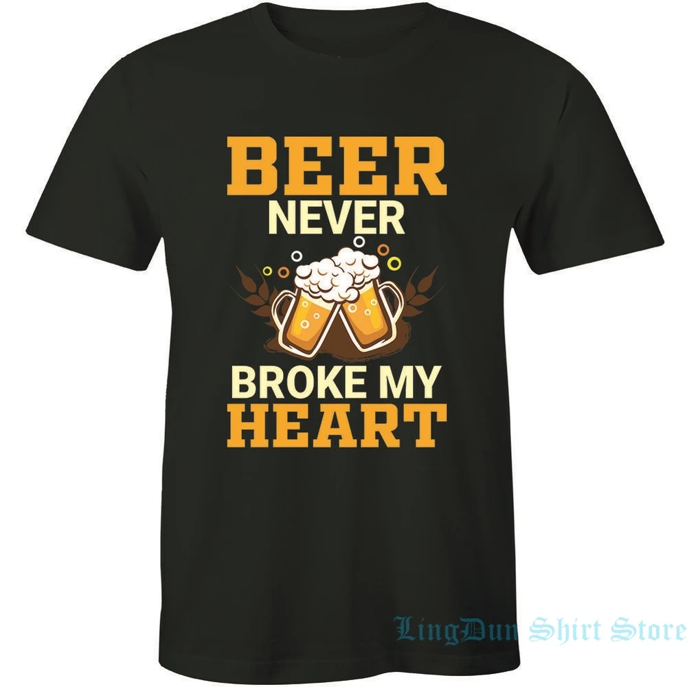 Футболка с надписью Beer Never Broke My Hear винтажная забавная Мужская футболка