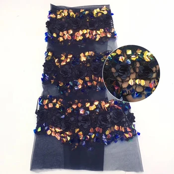 

African lace fabric embroidered Nigerian sequin lace fabric 2020 high quality French tulle lace fabric for women ZX3562