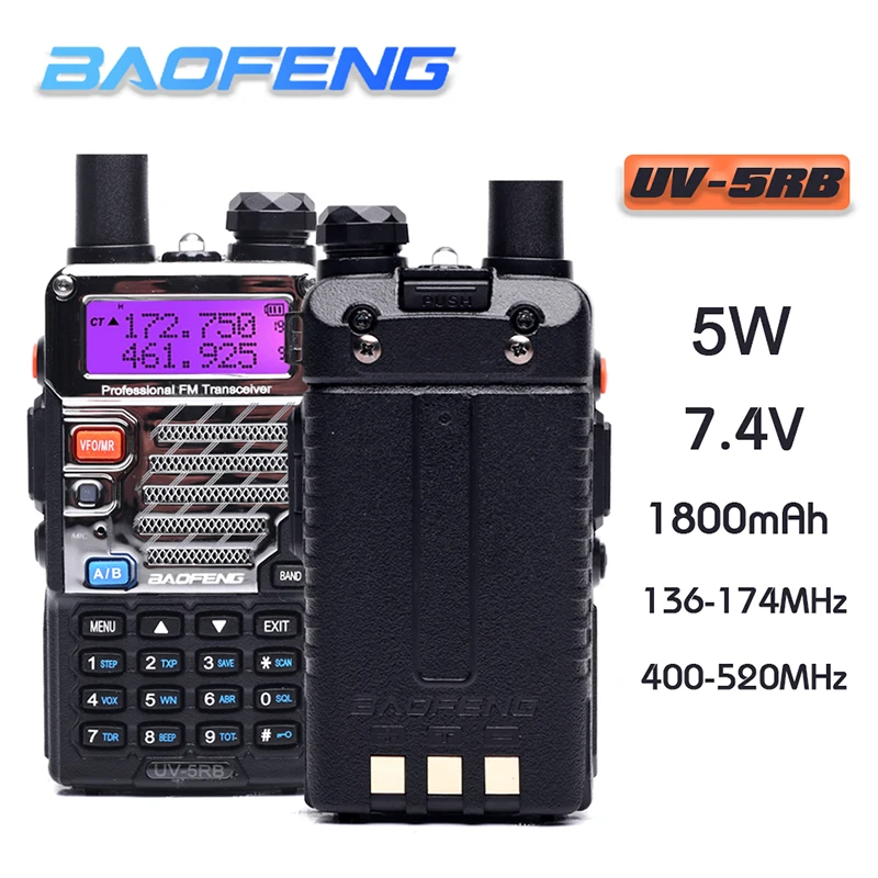 Transceiver Walkie-Talkies-Scanner Radio Police Cb Baofeng Dual-Band UV-5RB for Ham Uv5rb/Uhf/400-520mhz/VHF