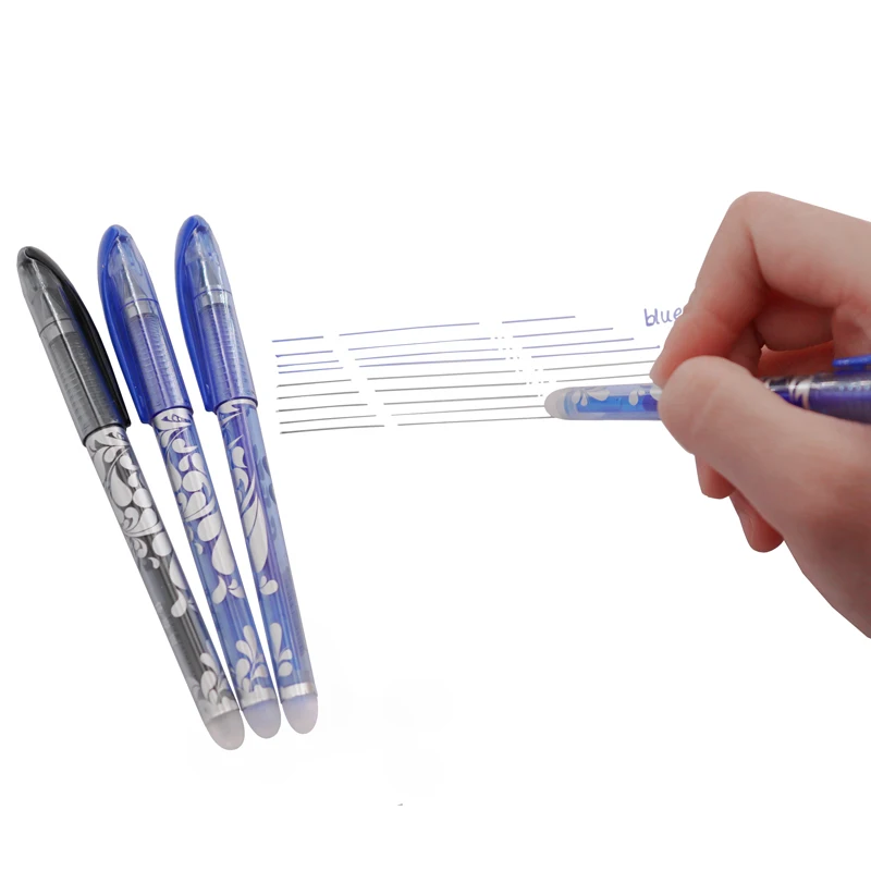 Erasable Pen Set Washable handle Blue Black Color Ink Writing Ballpoint Pens for School Office Stationery Supplies Exam Spare