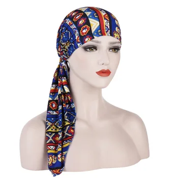 

2020 New Women Chemo Cap Turban Long Hair Band Scarf Head Wraps Hat Boho Pre-Tied Bandana Hair Accessories for Women