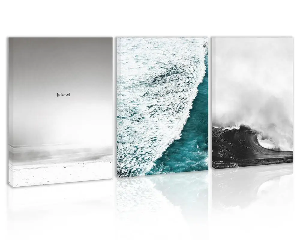 

Black and White Seascape Waves Sky Cloud Wall Art Decor Landscape Canvas Painting Kitchen Prints Pictures for Home Living Room