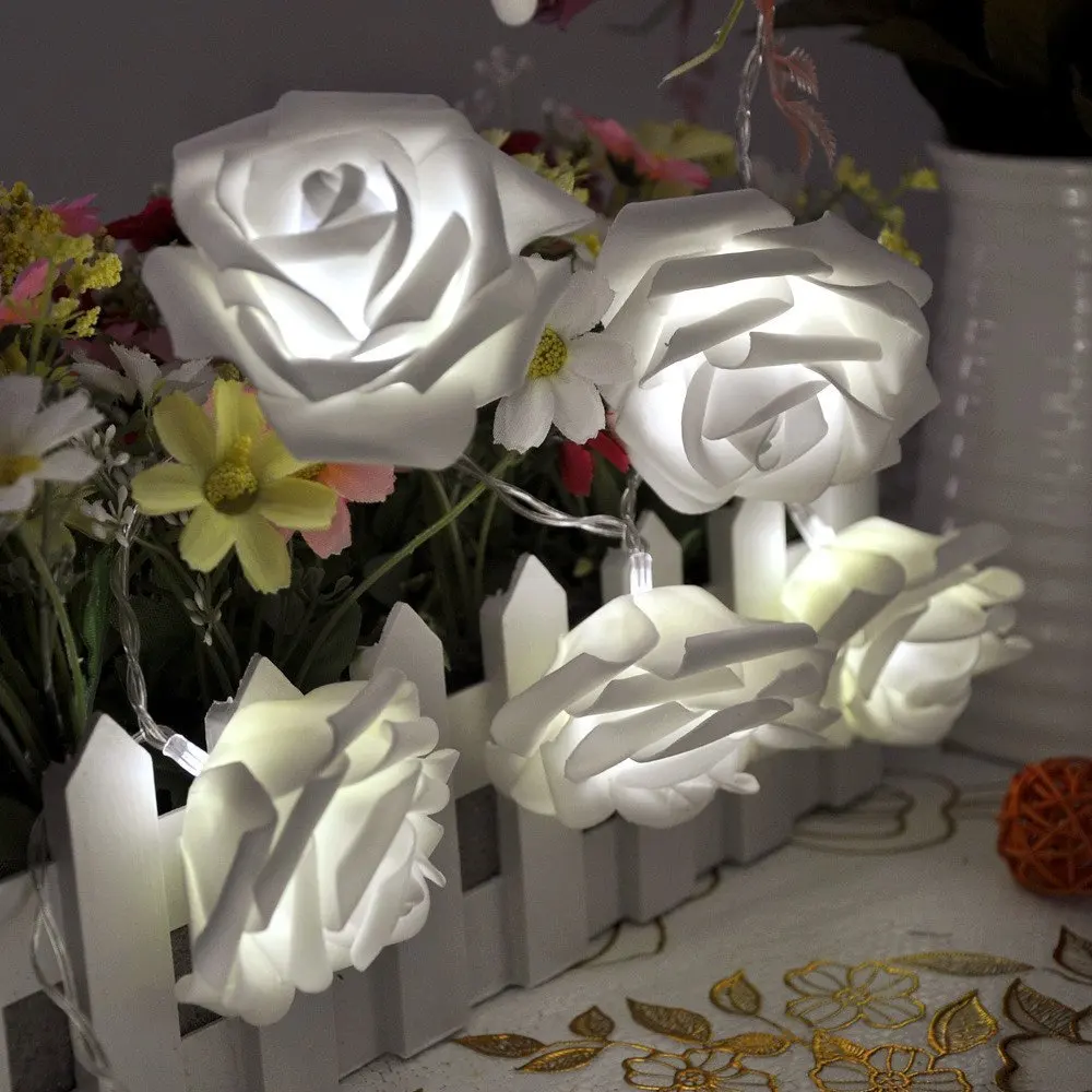 20LED светильник, лампа в виде Розы, батарея, для рождества, свадьбы, вечеринки, домашнего декора